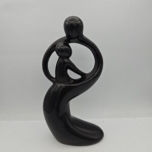 Vintage 1999 Avery Creation‎ Black Ceramic Figurine Art Sculpture Mother Baby